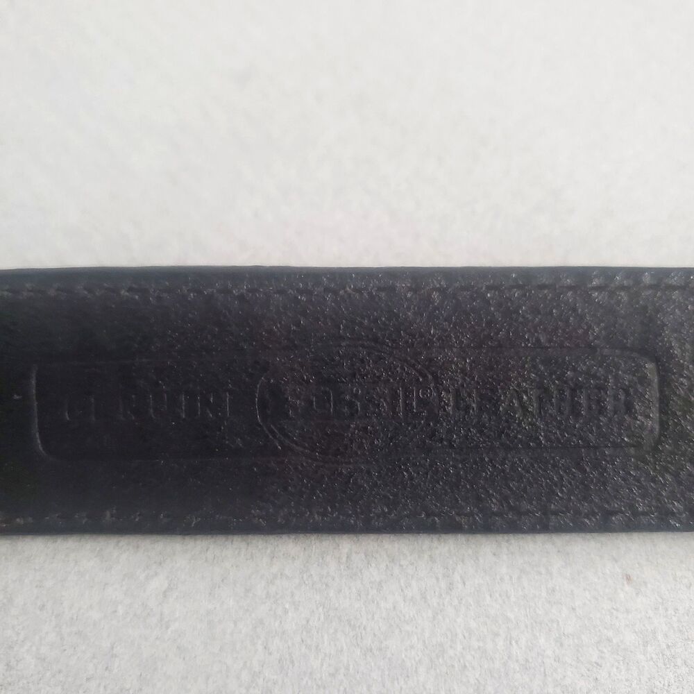 Vintage Fossil Black Leather Belt Medium Interlocking Ring Y2K Waist Belt - Picture 8 of 16